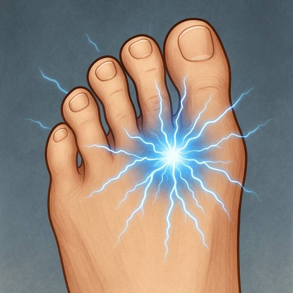 décharges électriques entre les orteils